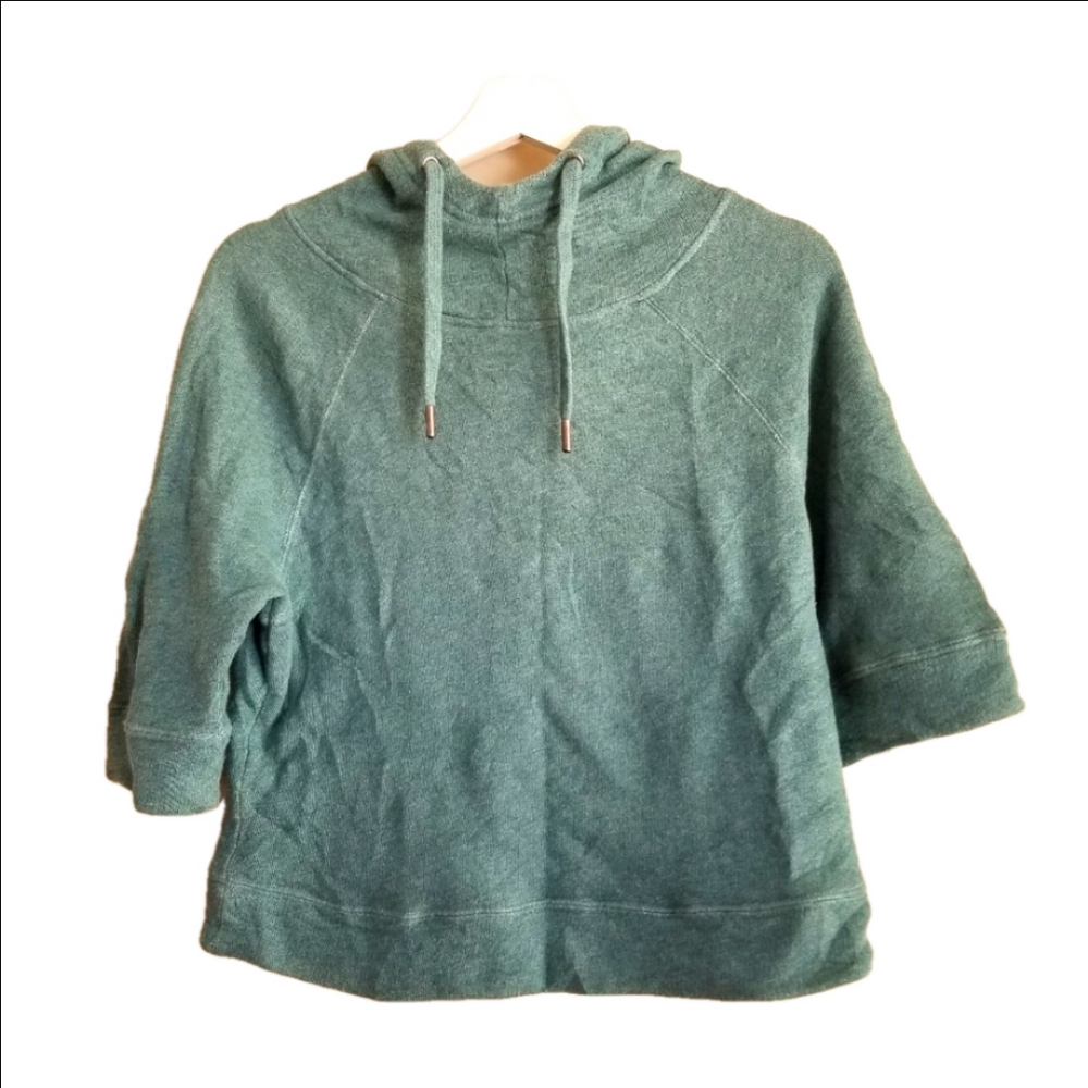 PACT Organic Cotton Mini Shrug Hoodie Workout Teal Size Small